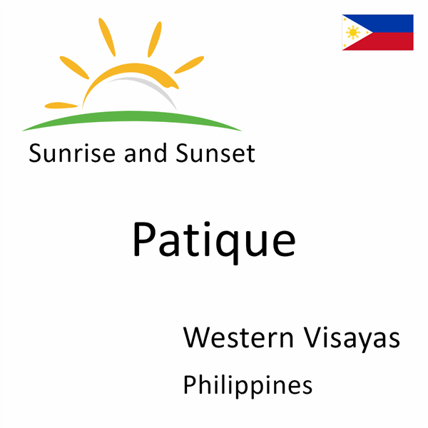 Sunrise and sunset times for Patique, Western Visayas, Philippines