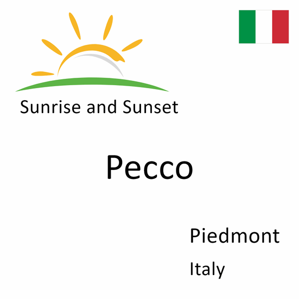 Sunrise and sunset times for Pecco, Piedmont, Italy