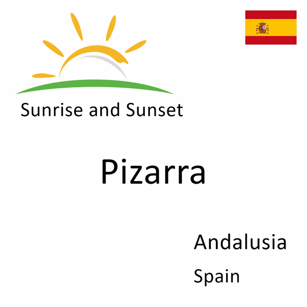 Sunrise and sunset times for Pizarra, Andalusia, Spain