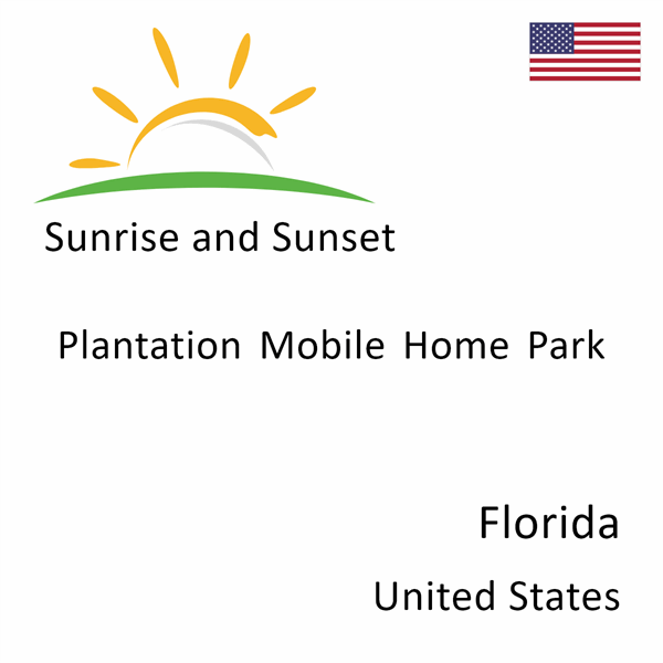 Sunrise and sunset times for Plantation Mobile Home Park, Florida, United States