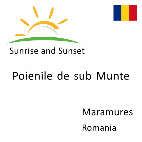 Sunrise and sunset times for Poienile de sub Munte, Maramures, Romania