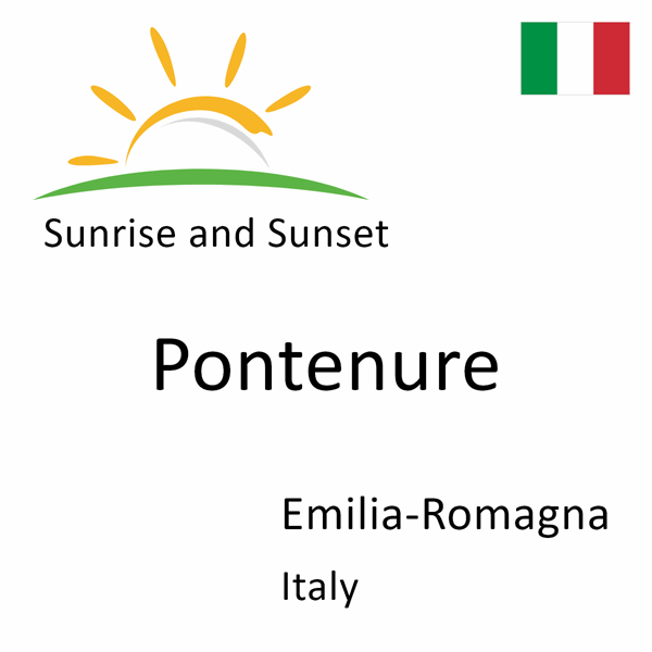 Sunrise and sunset times for Pontenure, Emilia-Romagna, Italy