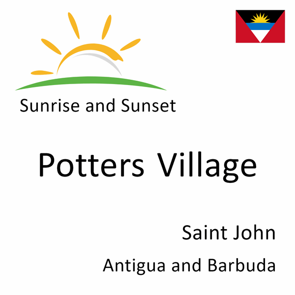 Sunrise and sunset times for Potters Village, Saint John, Antigua and Barbuda