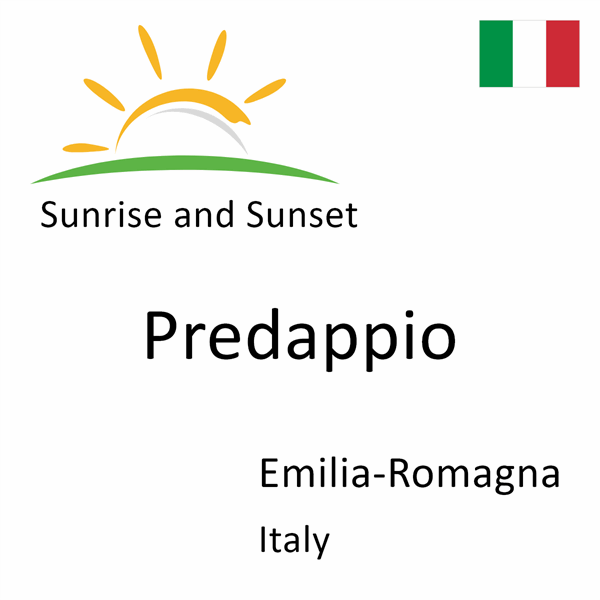 Sunrise and sunset times for Predappio, Emilia-Romagna, Italy