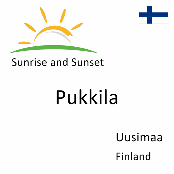 Sunrise and sunset times for Pukkila, Uusimaa, Finland