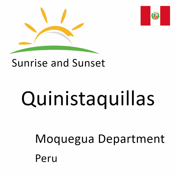 Sunrise and sunset times for Quinistaquillas, Moquegua Department, Peru