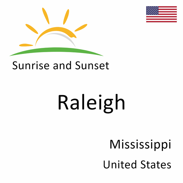 Sunrise and sunset times for Raleigh, Mississippi, United States