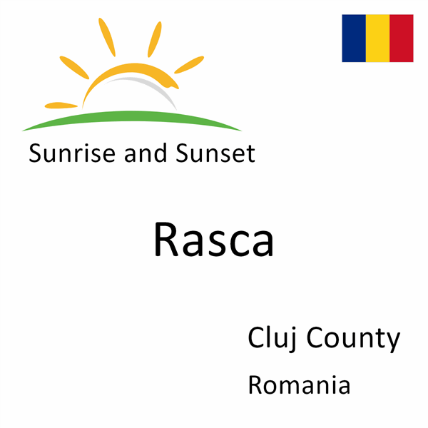 Sunrise and sunset times for Rasca, Cluj County, Romania