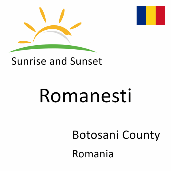 Sunrise and sunset times for Romanesti, Botosani County, Romania