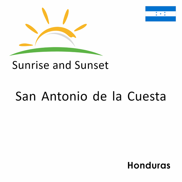 Sunrise and sunset times for San Antonio de la Cuesta, Honduras