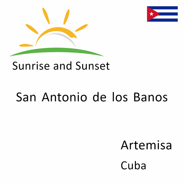 Sunrise and sunset times for San Antonio de los Banos, Artemisa, Cuba