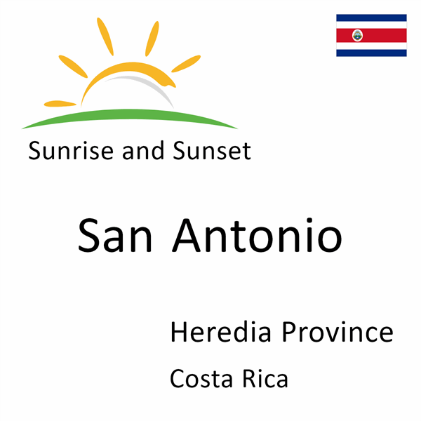 Sunrise and sunset times for San Antonio, Heredia Province, Costa Rica