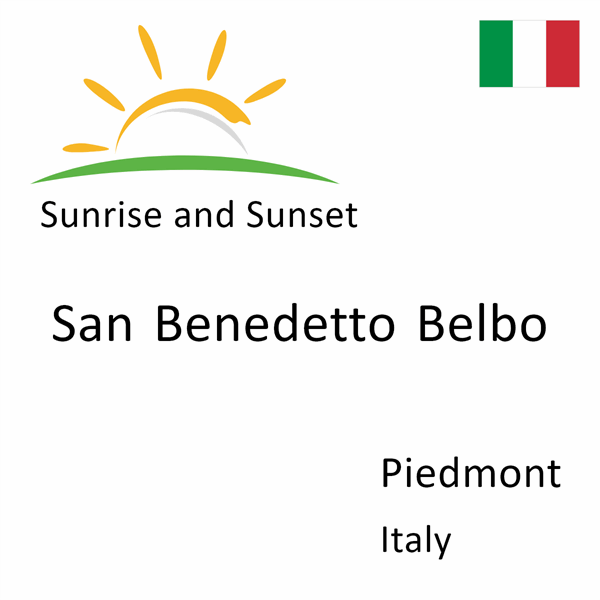 Sunrise and sunset times for San Benedetto Belbo, Piedmont, Italy