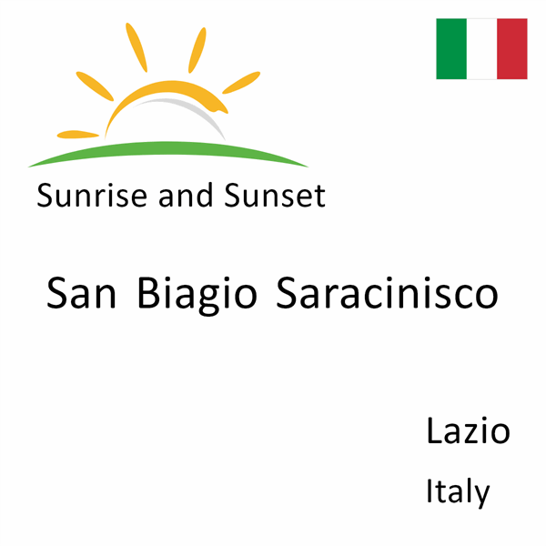 Sunrise and sunset times for San Biagio Saracinisco, Lazio, Italy