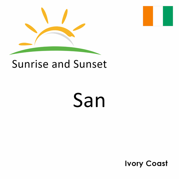 Sunrise and sunset times for San, Ivory Coast