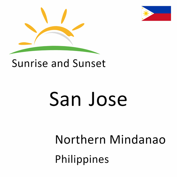 Sunrise and sunset times for San Jose, Northern Mindanao, Philippines