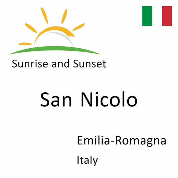 Sunrise and sunset times for San Nicolo, Emilia-Romagna, Italy