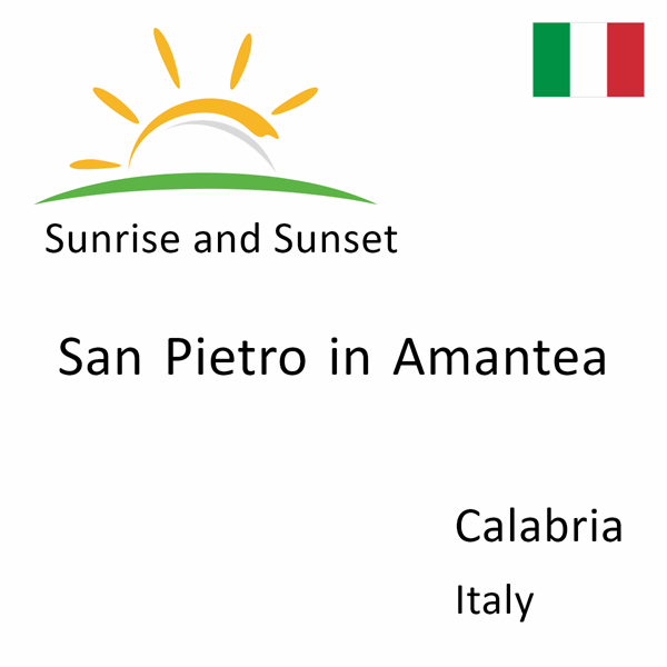 Sunrise and sunset times for San Pietro in Amantea, Calabria, Italy