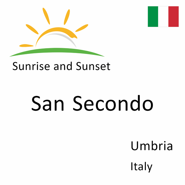 Sunrise and sunset times for San Secondo, Umbria, Italy