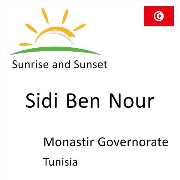 Sunrise and sunset times for Sidi Ben Nour, Monastir Governorate, Tunisia