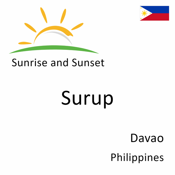 Sunrise and sunset times for Surup, Davao, Philippines