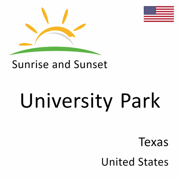 Sunrise and sunset times for University Park, Texas, United States