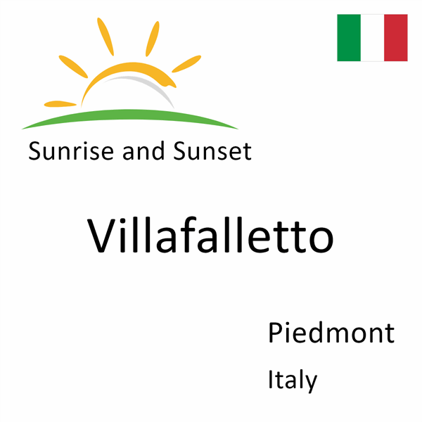 Sunrise and sunset times for Villafalletto, Piedmont, Italy