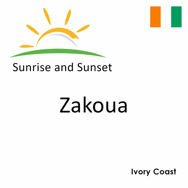 Sunrise and sunset times for Zakoua, Ivory Coast